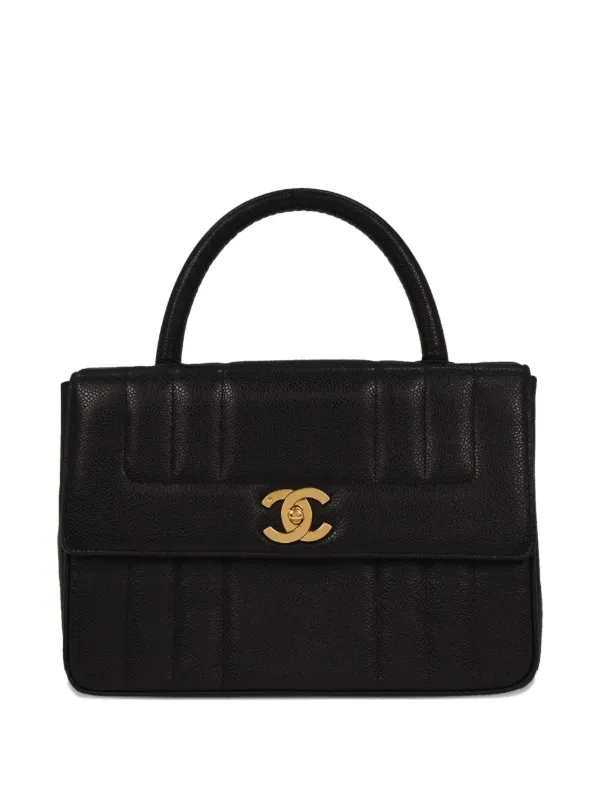 CHANEL 黒 キルティングレザー ハンドバッグ CHANEL Pre-Owned 1995 キルティング ハンドバッグ | ブラック