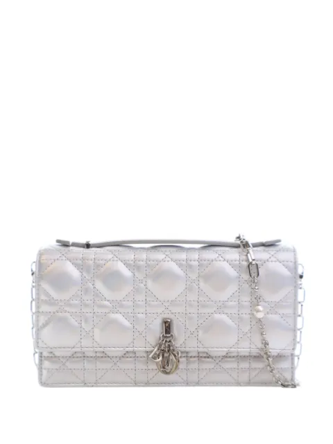 Christian Dior Pre-Owned 2023 Mini Iridescent Metallic Lambskin Cannage My Dior Bag satchel