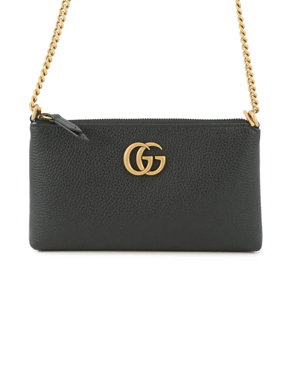 Gucci Pre-Owned 2016-2025 GG Marmont Pebbled Calfskin Zip Chain crossbody bag - Nero