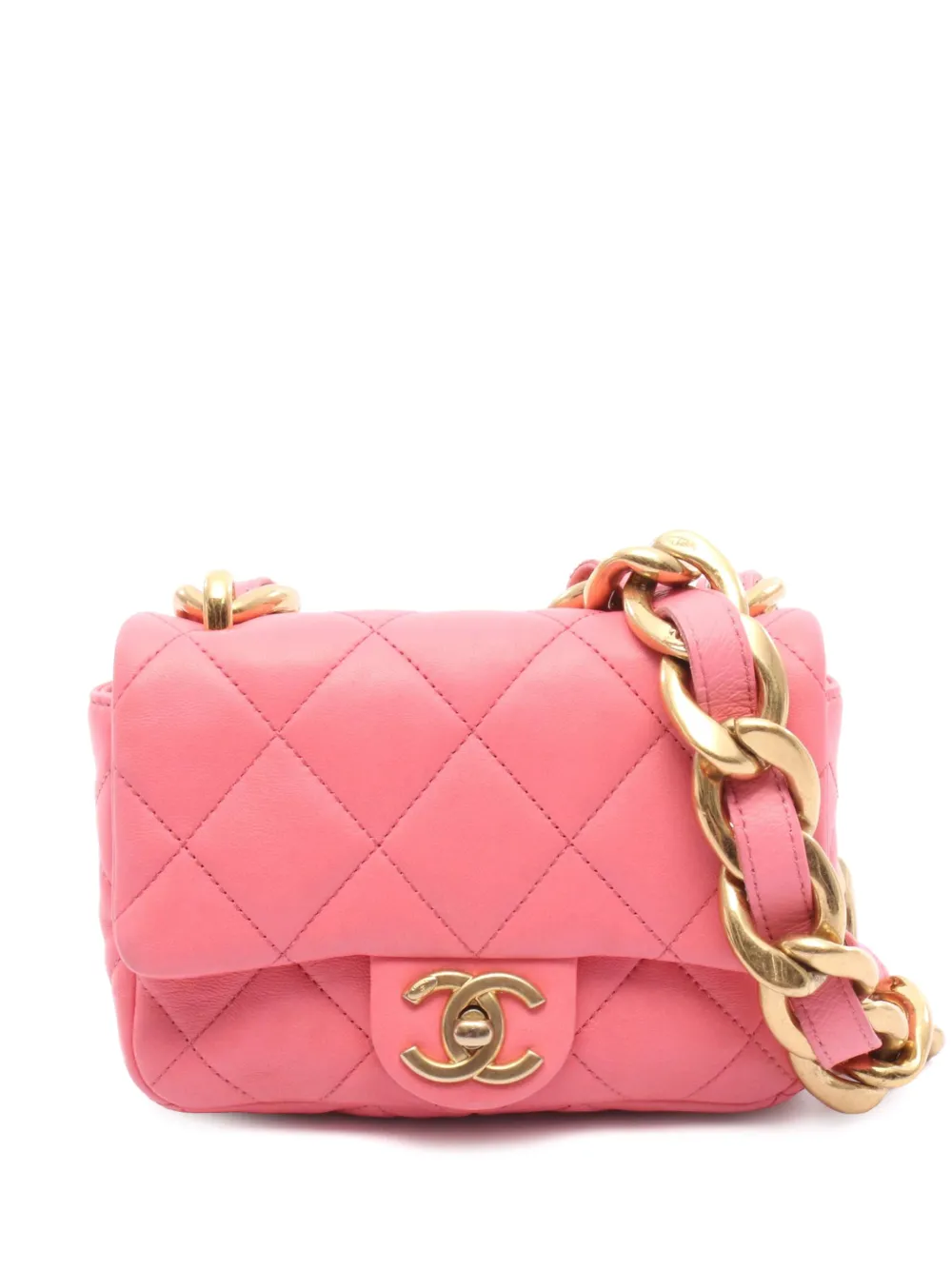 CHANEL Pre-Owned 2021-2025 Mini Quilted Lambskin Funky Town Flap crossbody bag - Rosa