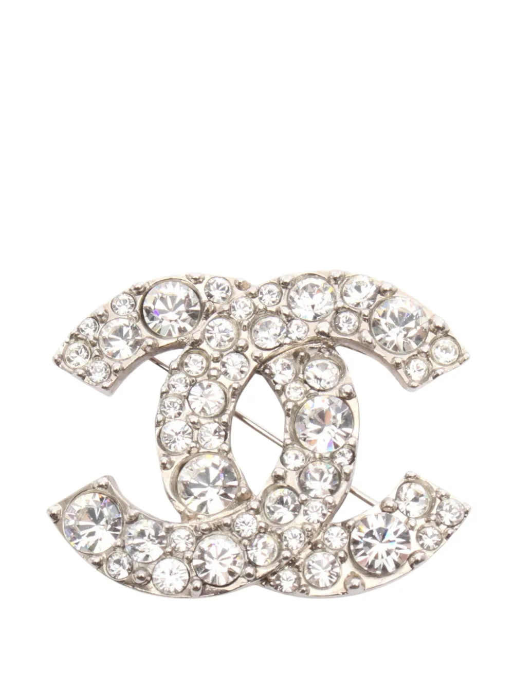 CHANEL Pre-Owned 2008 CC Stainless Steel and Rhinestone Brooch costume brooch - Argento