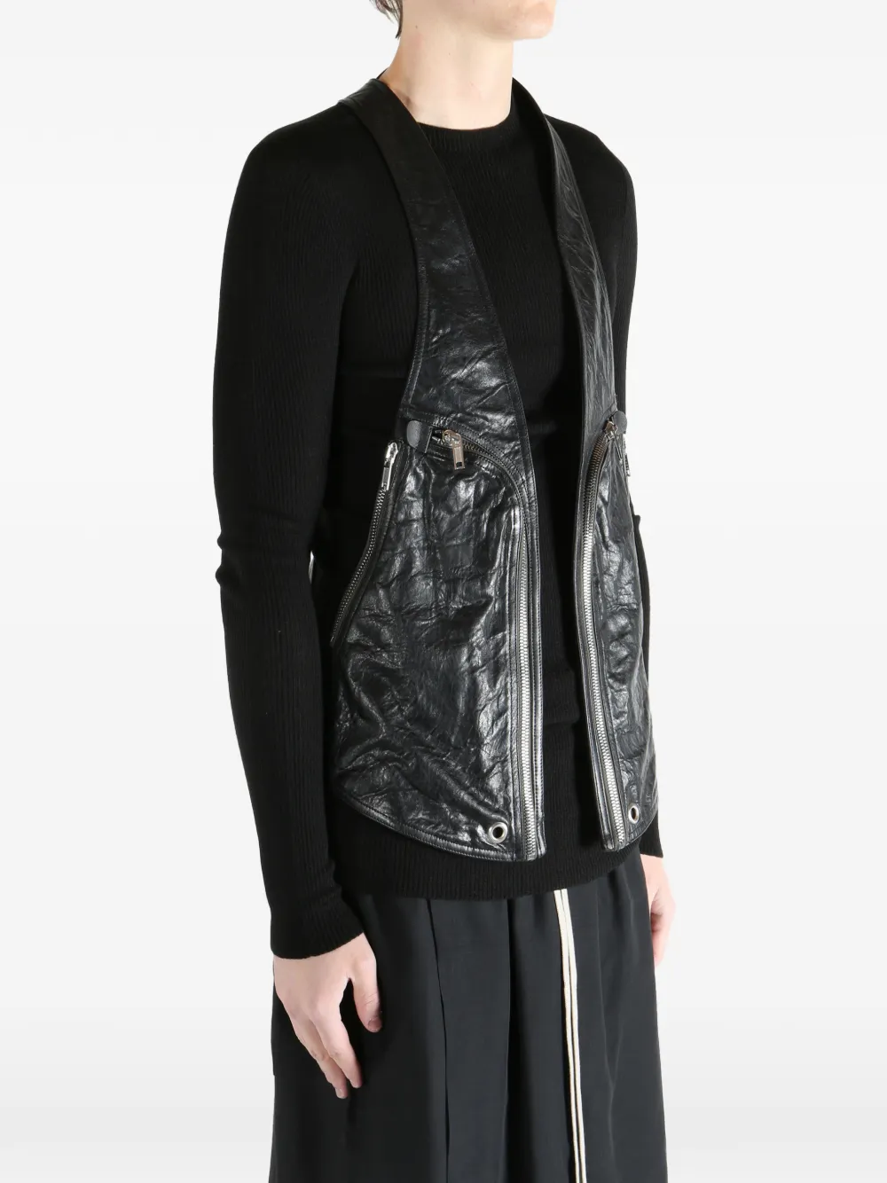 Rick Owens ジップアップ レザーベスト | ブラック | FARFETCH JP