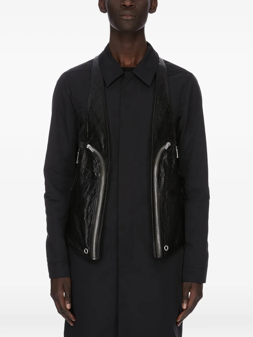 Rick Owens zip-up leather vest - Nero