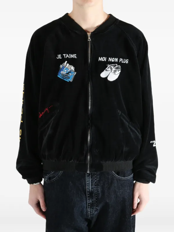 Paly Embroidered Velvet Bomber Jacket | Black | FARFETCH
