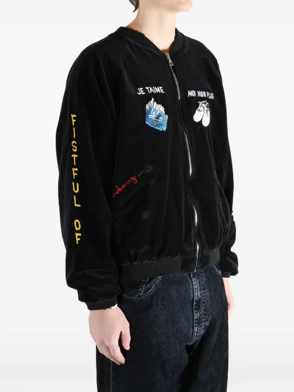 Paly Embroidered Velvet Bomber Jacket | Black | FARFETCH