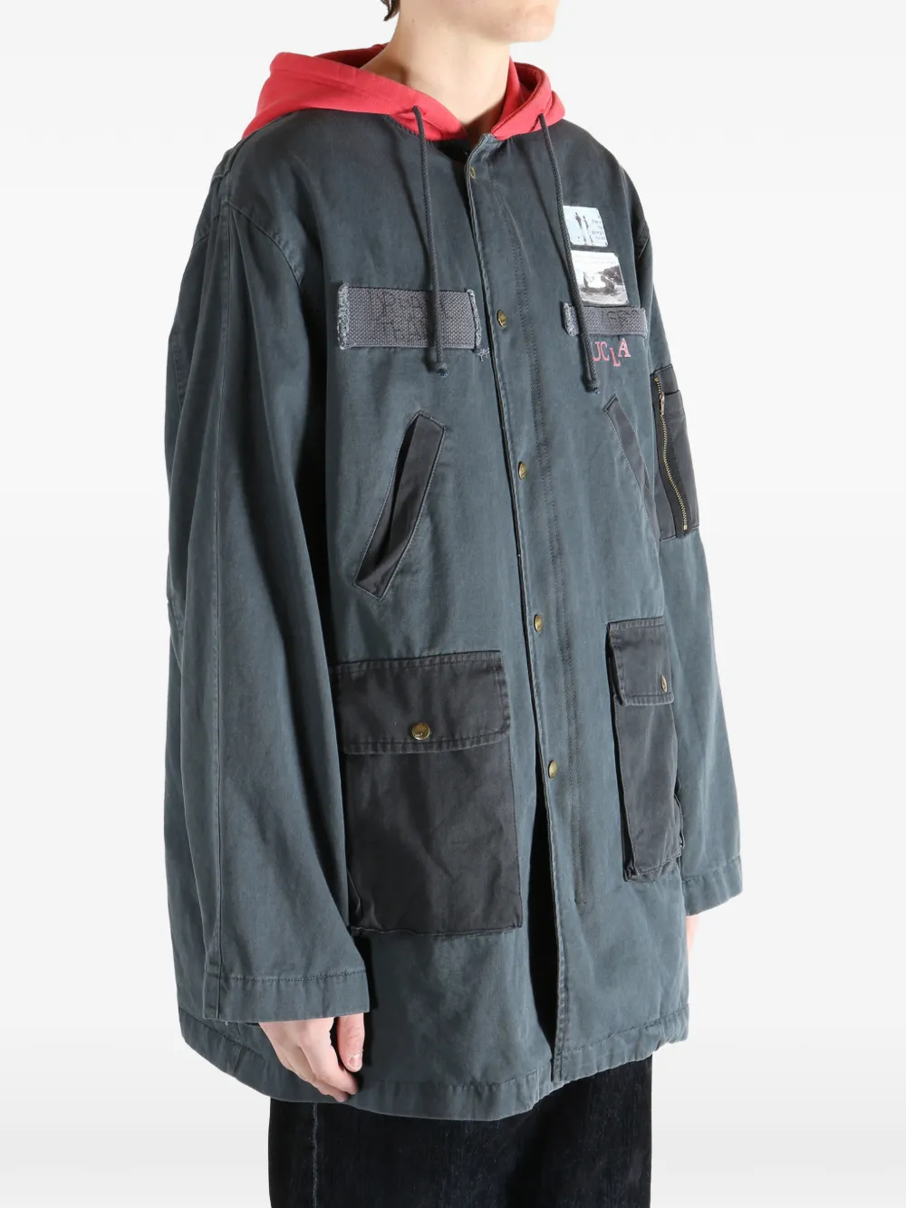  Paly Hooded Patch-detail Jacket - Grey 