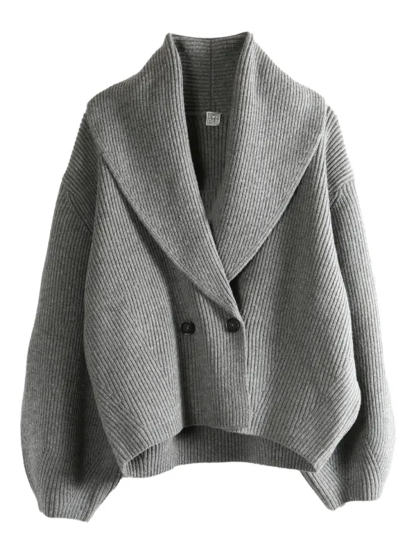 TOTEME Cardigan Com Lapelas Xale | Cinza | FARFETCH BR