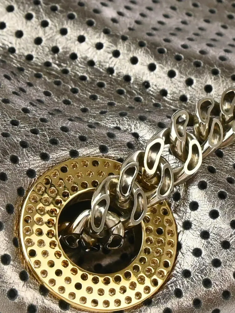 2007 Mademoiselle-Lock Perforated Chain Shoulder Bag
