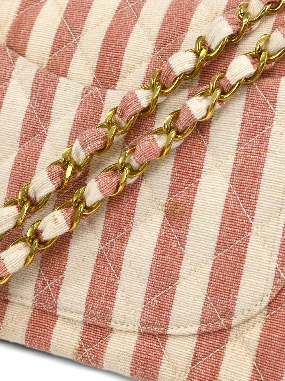 1995 Small Striped Classic Double Flap Shoulder Bag