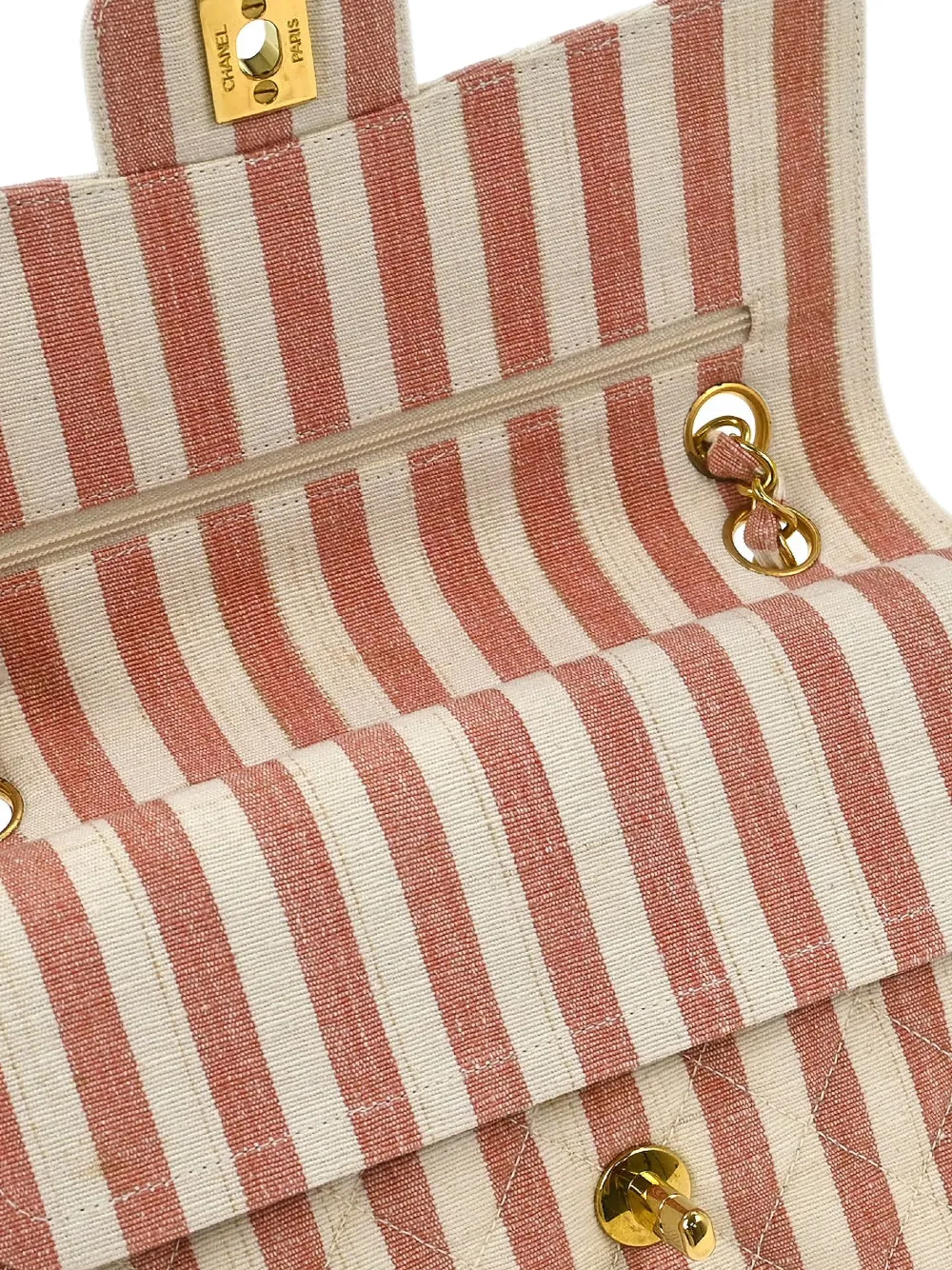 1995 Small Striped Classic Double Flap Shoulder Bag