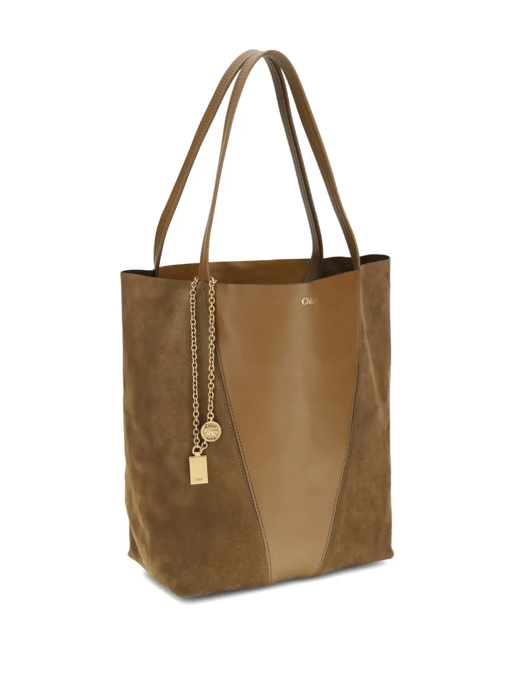 Chloé panel charm shoulder bag - Bruin