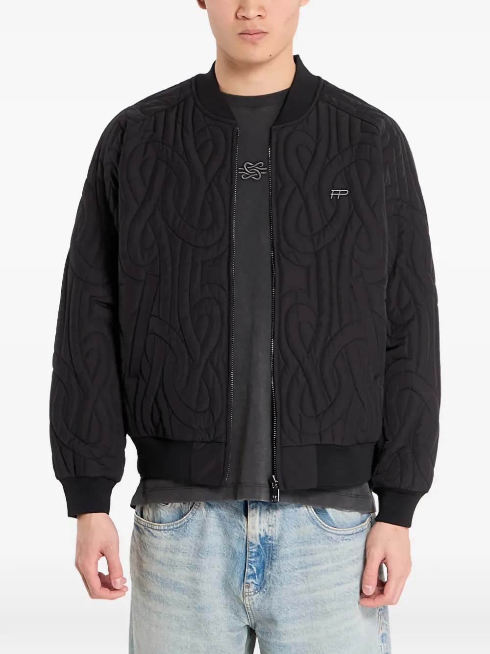 Filling Pieces quilted bomber jacket - Nero