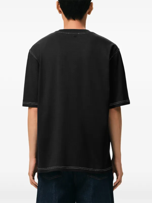 AMI Paris Ami De Coeur logo-detail Topstitching T-shirt | Black