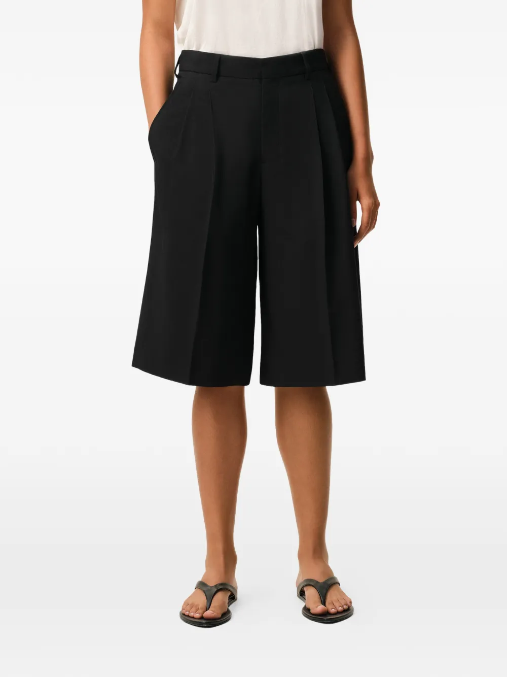 AMI Paris Geplooide bermuda shorts Zwart