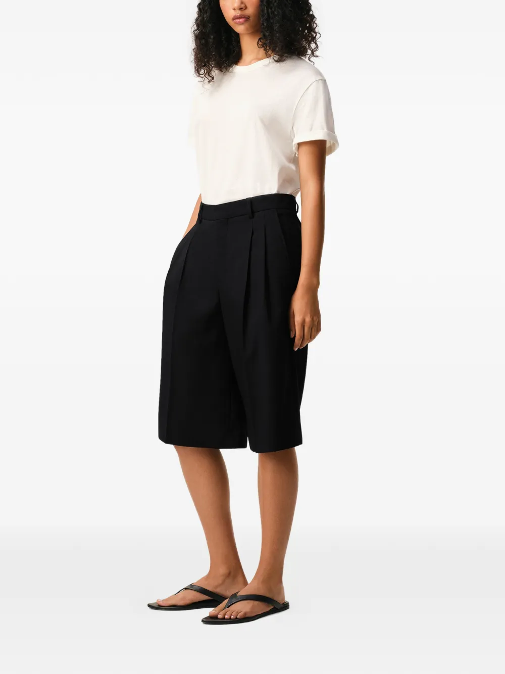 AMI Paris Geplooide bermuda shorts Zwart
