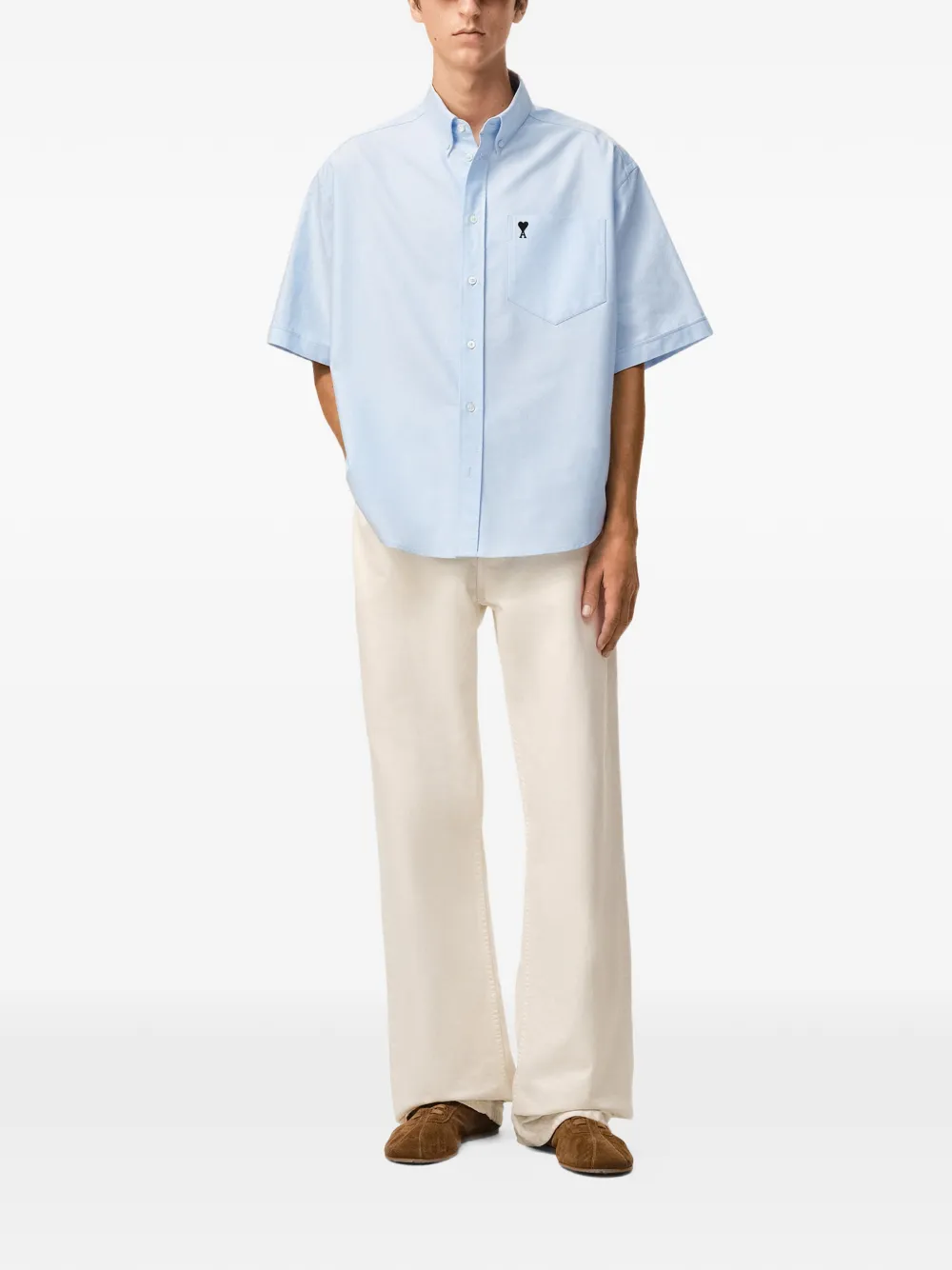 AMI Paris overhemd met korte mouwen - Blauw