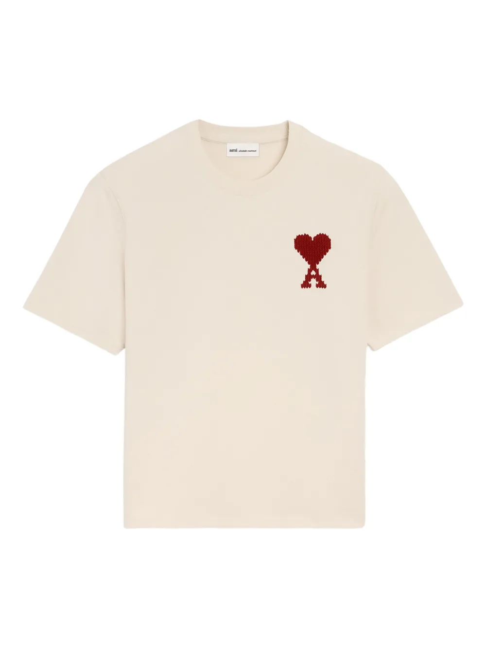 AMI Paris T-Shirt mit Logo-Stickerei - Nude