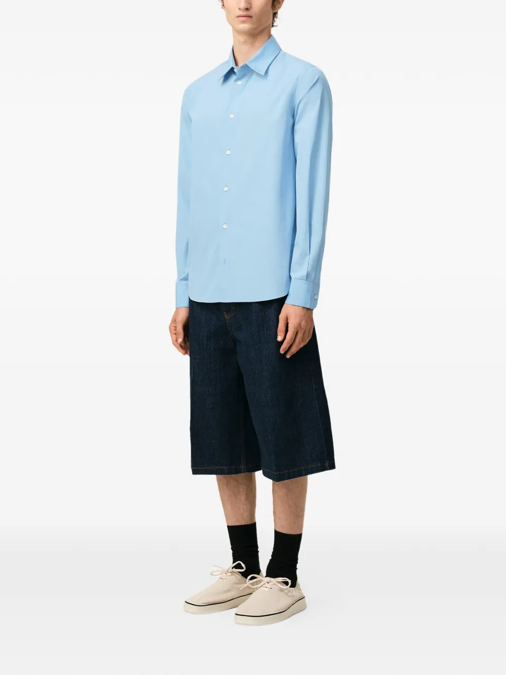 AMI Paris Overhemd met geborduurd logo Blauw