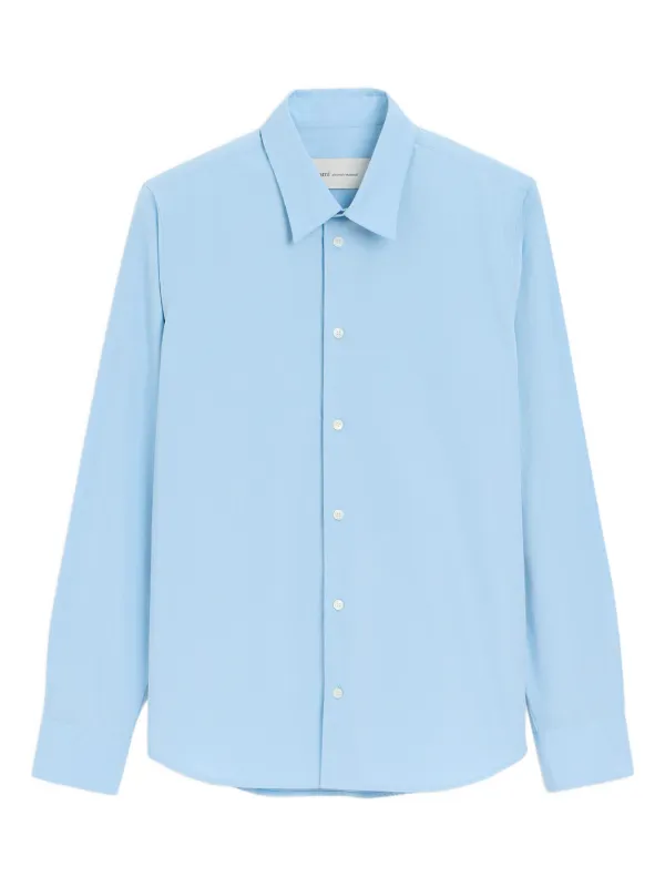 Ami Paris Ami De Coeur Logo-embroidered Shirt in Blue