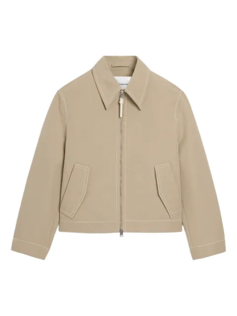 AMI Paris zipped heart-embroidery cotton jacket