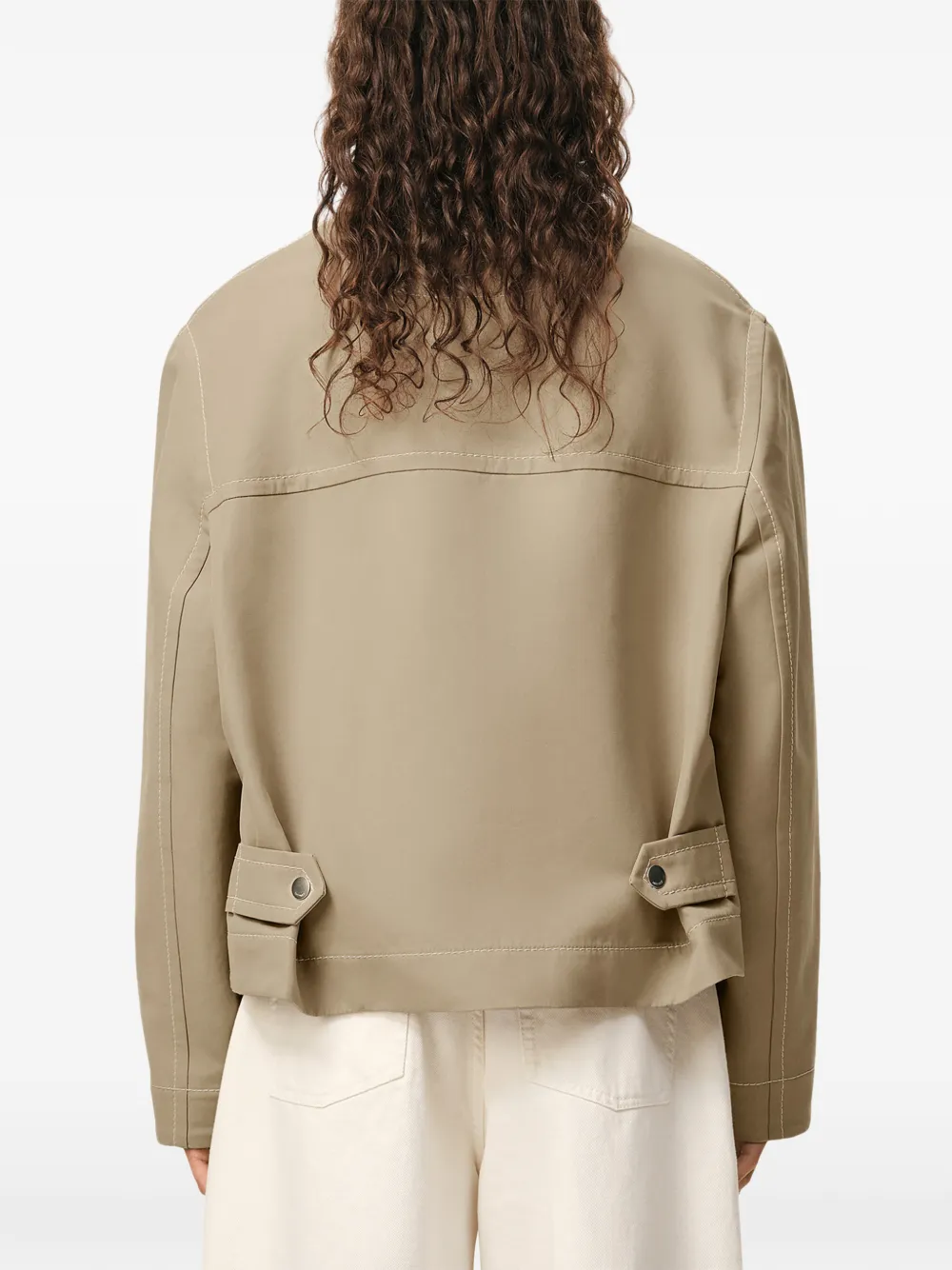AMI Paris Katoenen jack met geborduurd hart en rits Beige