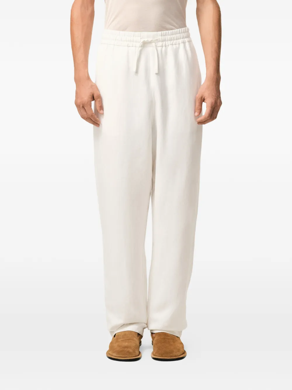 AMI Paris Broek met elastische taille en opgestikte zak Beige