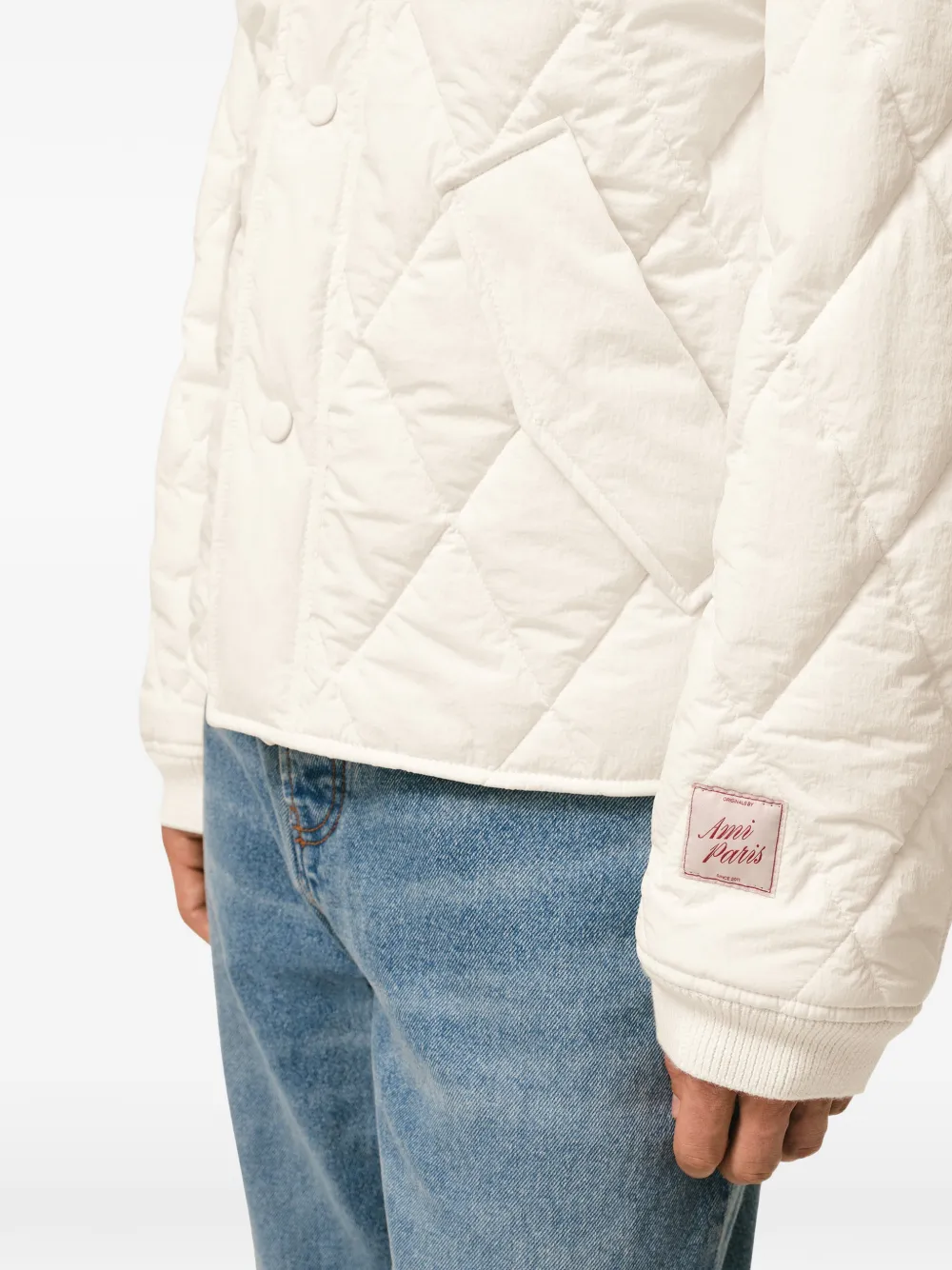 AMI Paris Gewatteerd jack met gekreukt effect Beige