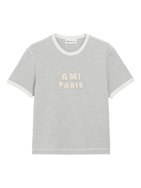 AMI Paris ロゴアップリケ Tシャツ | グレー | FARFETCH JP