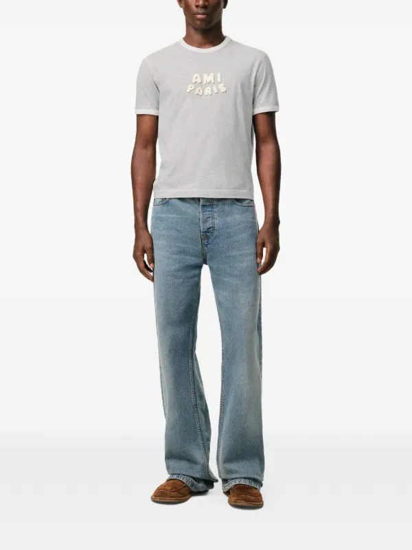 AMI Paris Logo Appliqué T-shirt | Grey | FARFETCH ZA