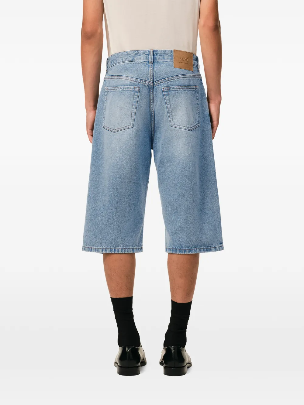 AMI Paris Shorts met logopatch Blauw