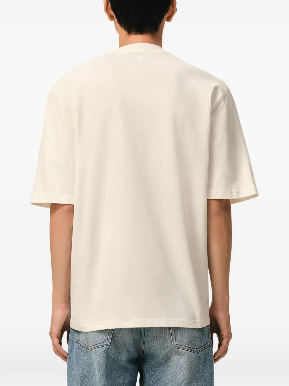 AMI Paris Ami de Coeur T-shirt met reliëf Beige
