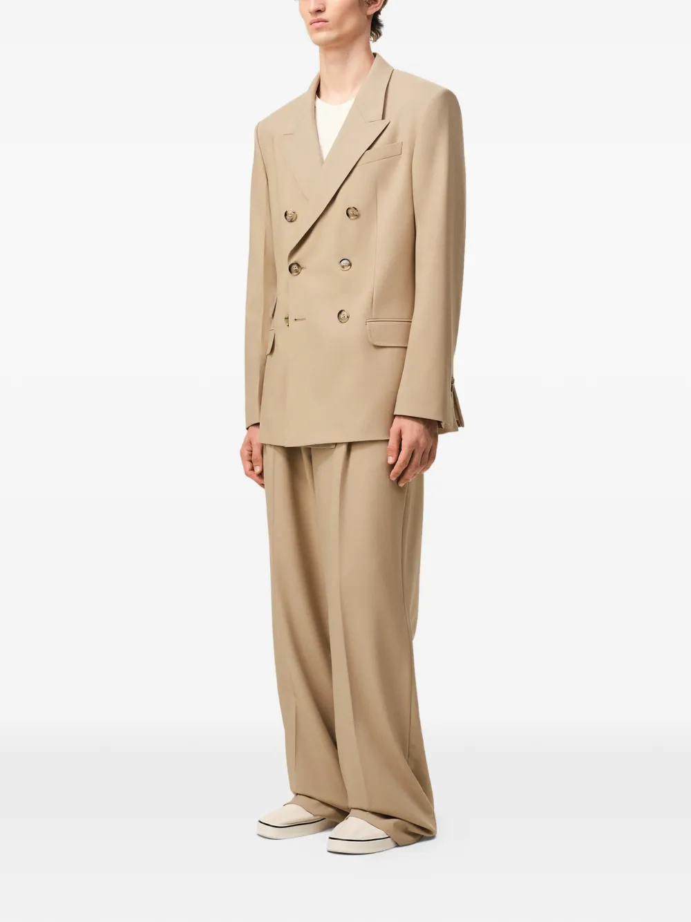  Ami Paris Wool Double-breasted Blazer - Neutrals 