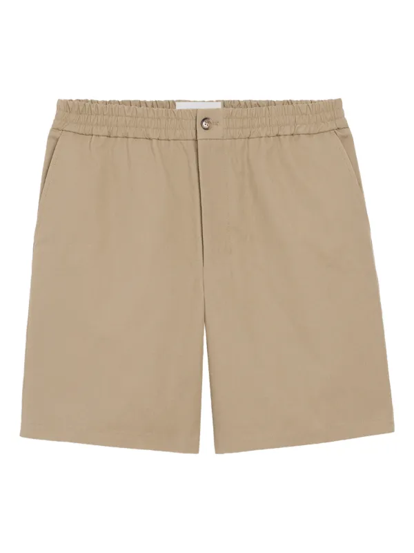 Ami Paris Beige Cotton Elasticated Waist Ami De Coeur Shorts in Brown