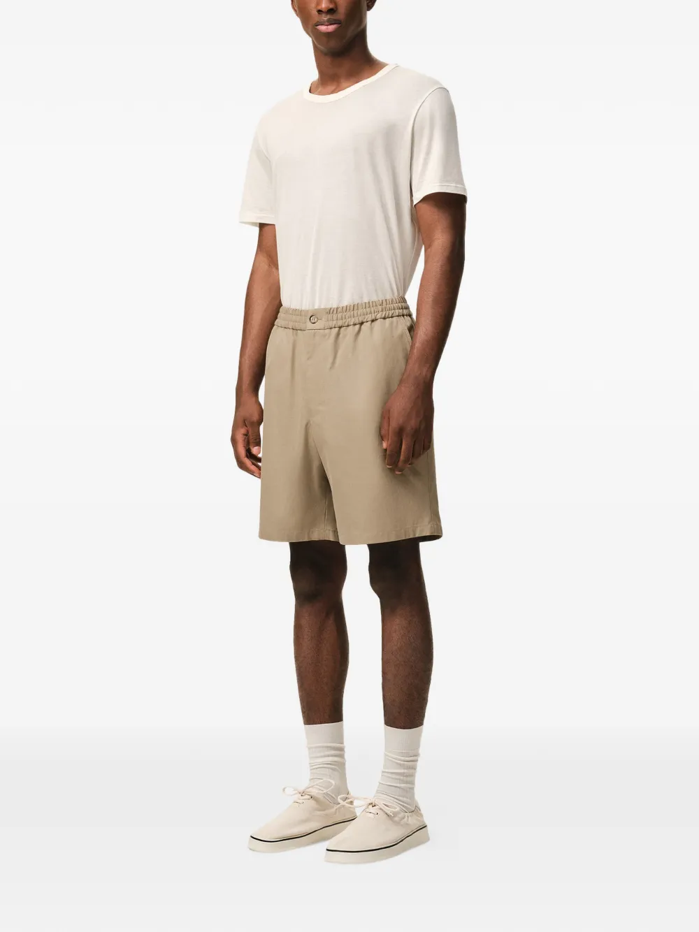 AMI Paris Ami De Coeur elastische shorts Bruin