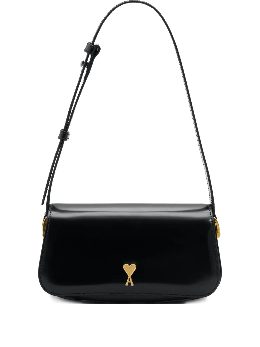 AMI Paris heart stud leather shoulder bag - Nero
