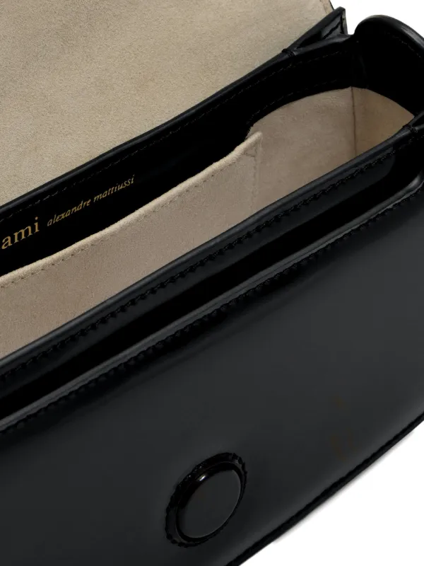 AMI Paris Paris Paris Leather Shoulder Bag | Black | FARFETCH