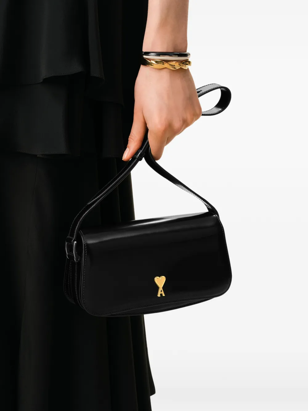 AMI Paris heart stud leather shoulder bag | Men | Image 2