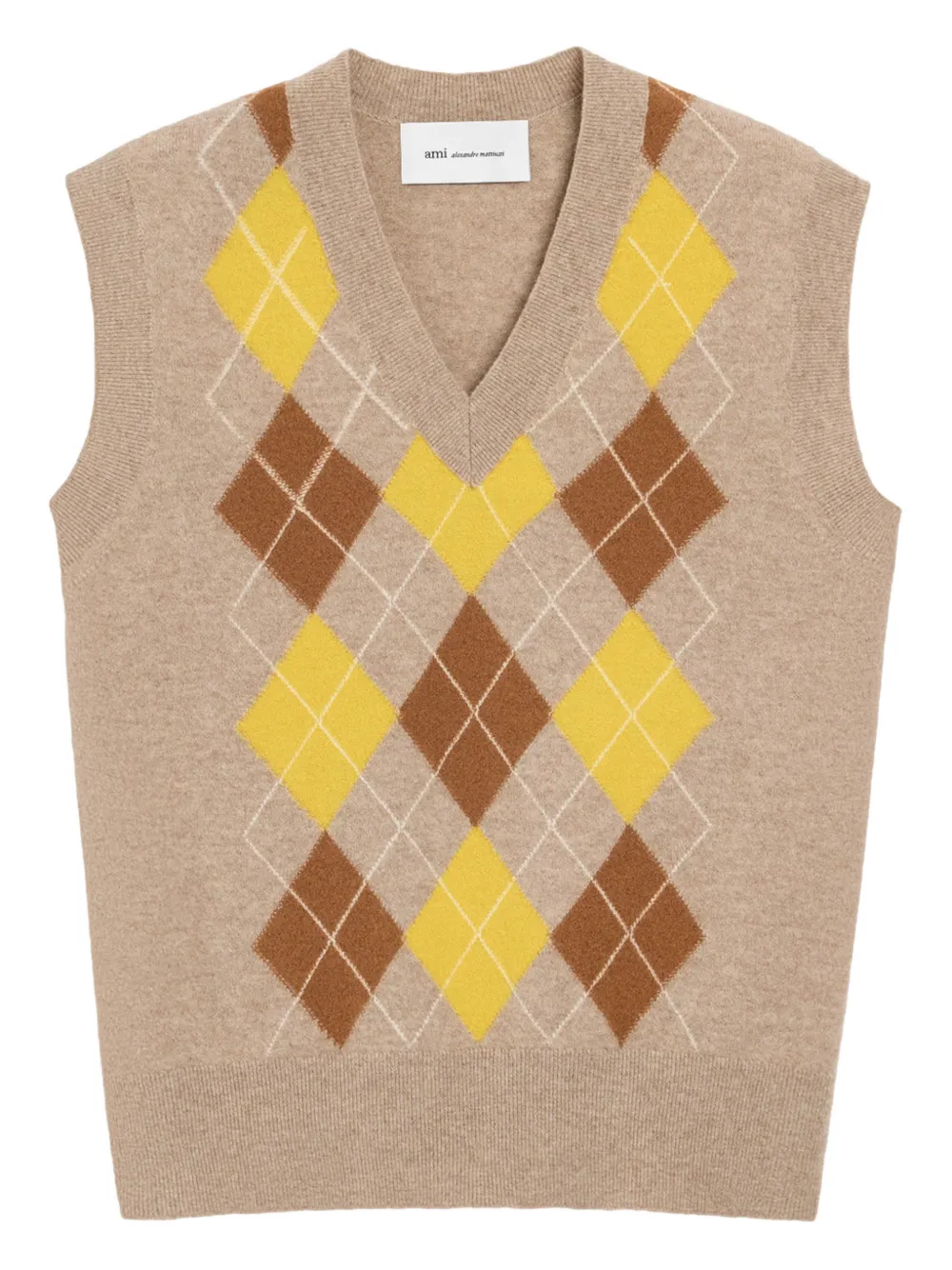 AMI Paris Ärmelloses Top mit Argyle-Muster - Nude