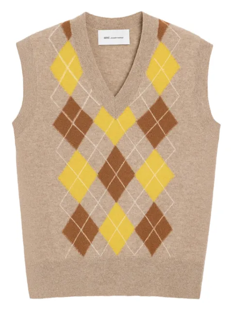 AMI Paris argyle V-neck sleeveless top