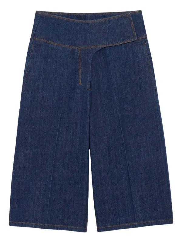 Ami Paris Cotton Wrapped Belted Bermuda Shorts in Blue