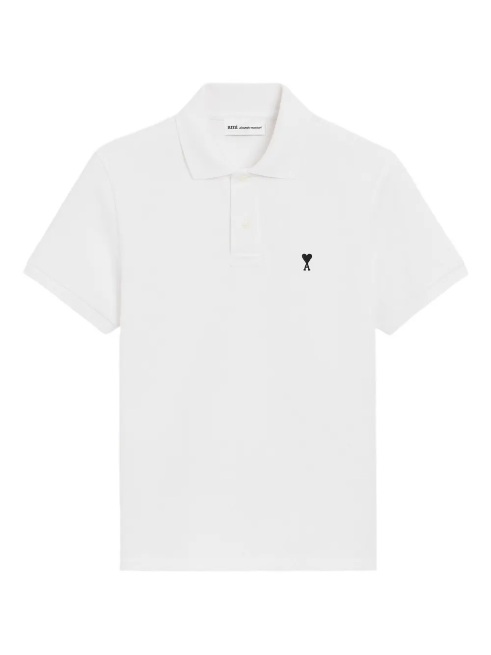 AMI Paris short-sleeves heart-embroidery polo shirt - Bianco