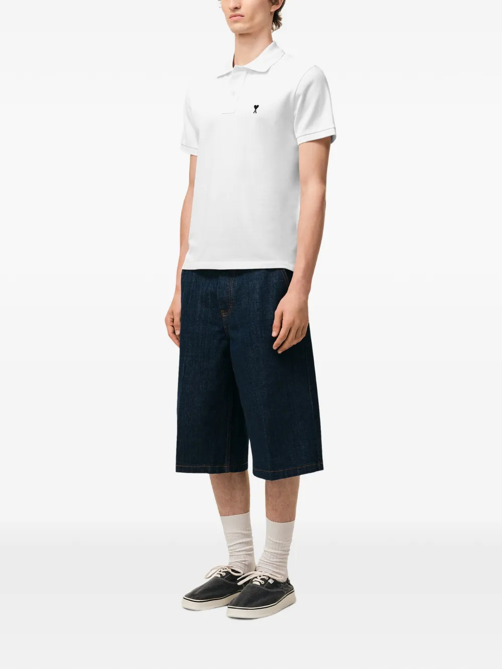 AMI Paris Poloshirt met logo Wit