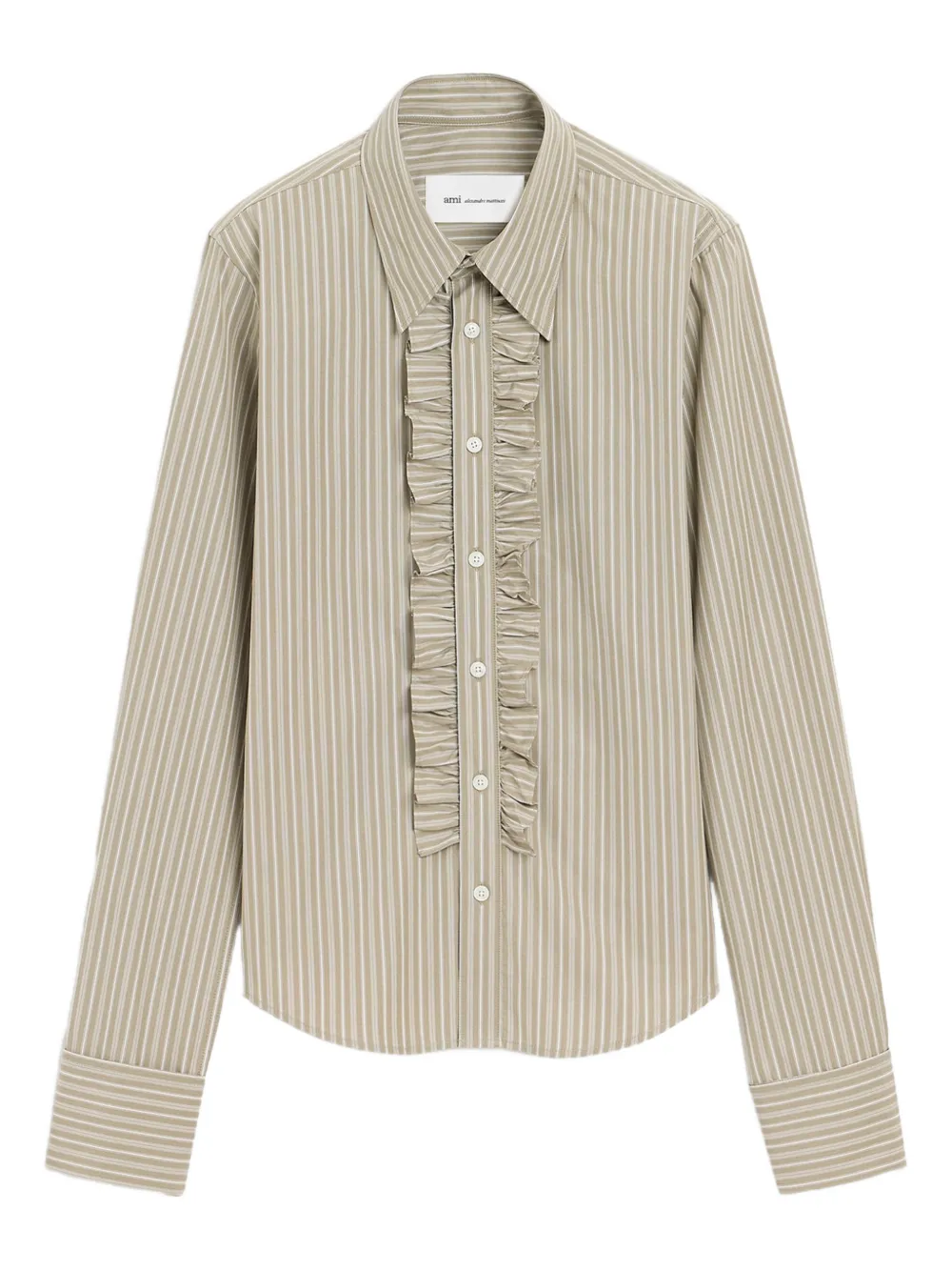 AMI Paris Camicia a righe con ruches - Grigio