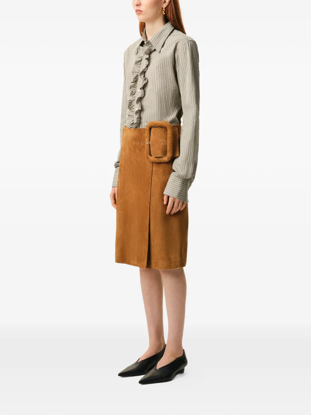 AMI Paris Blouse met ruches Grijs