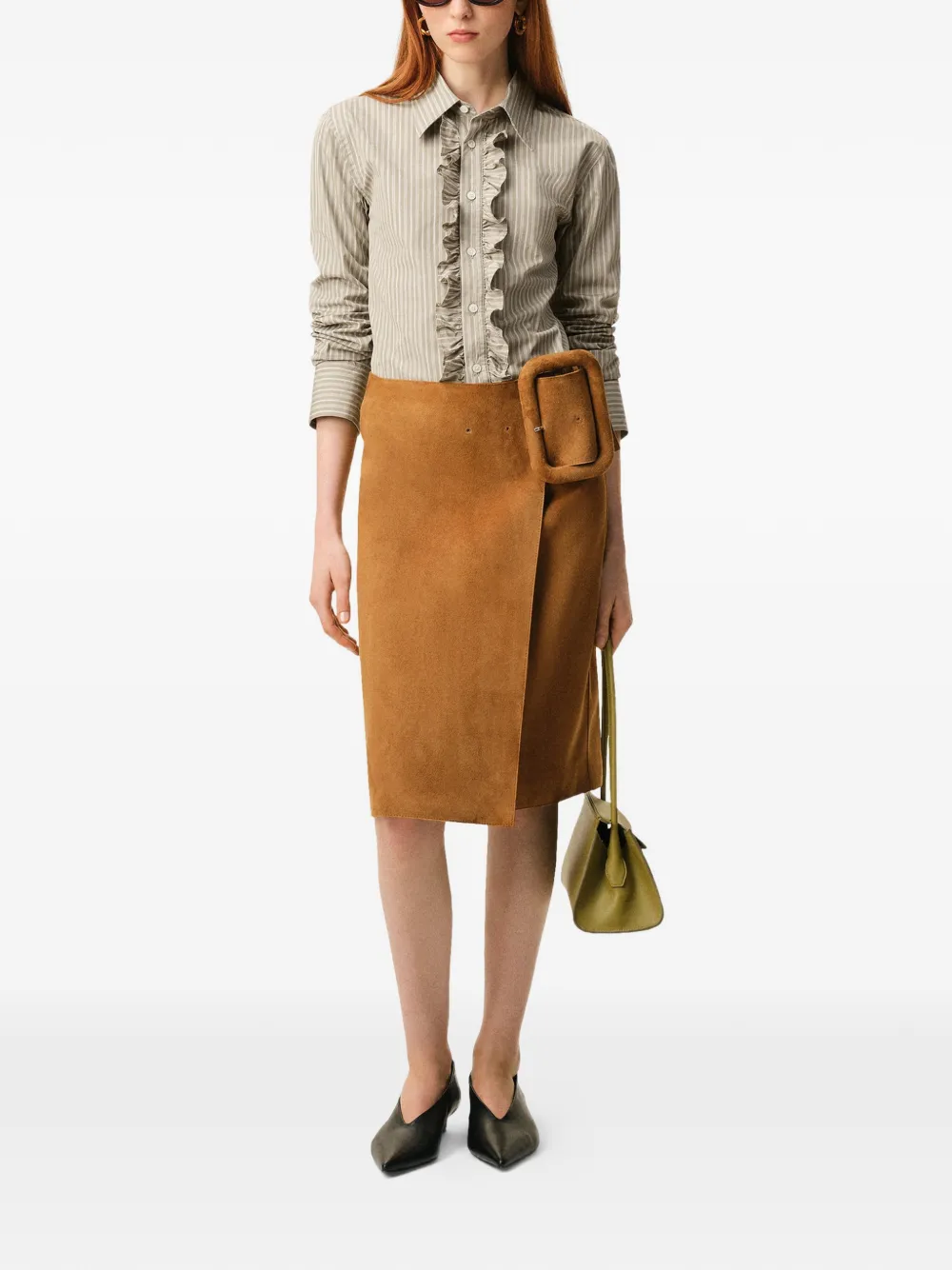 AMI Paris Blouse met ruches Grijs