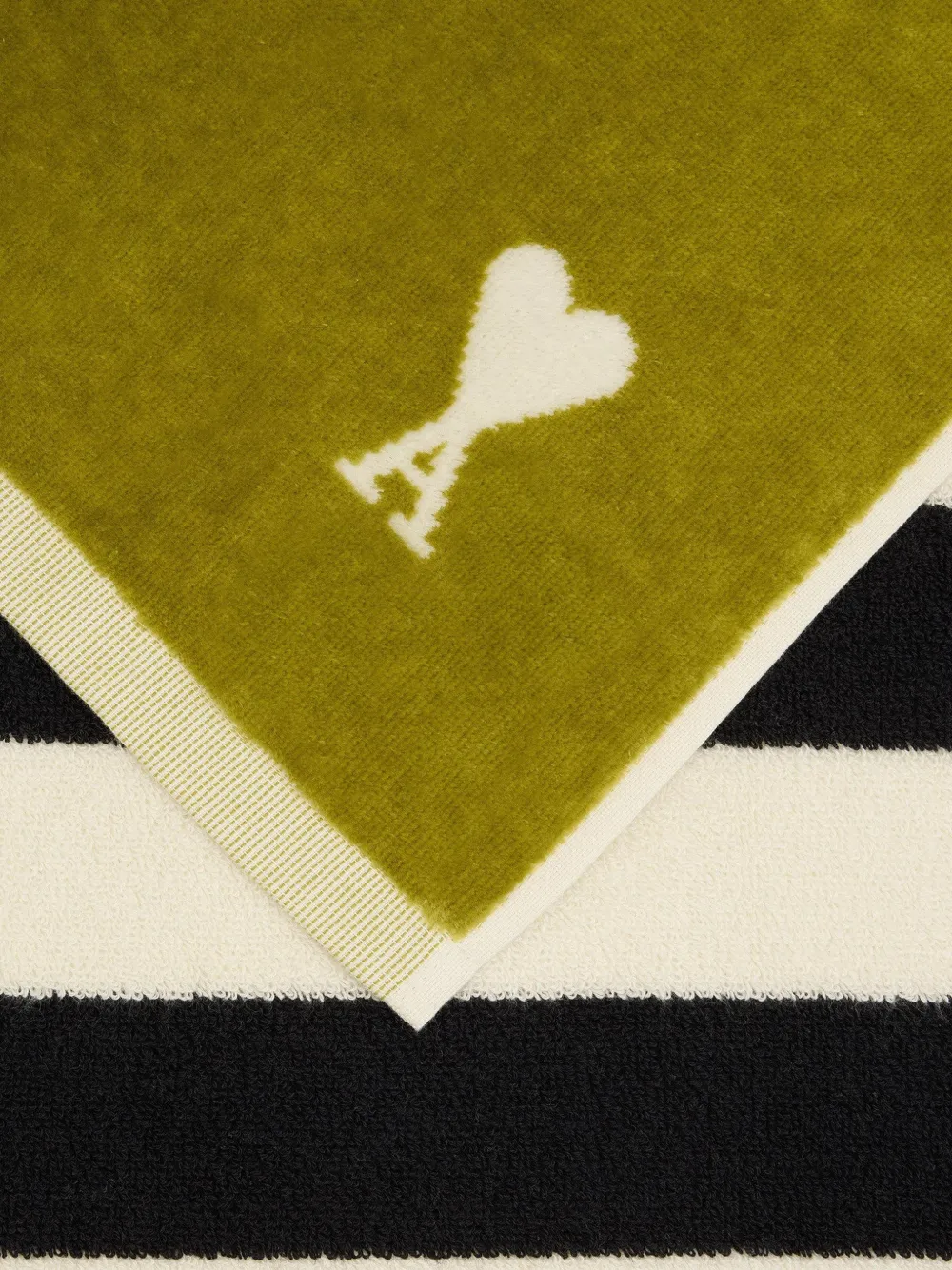 Ami Paris Serviette Ami De Coeur En Jacquard - Vert 