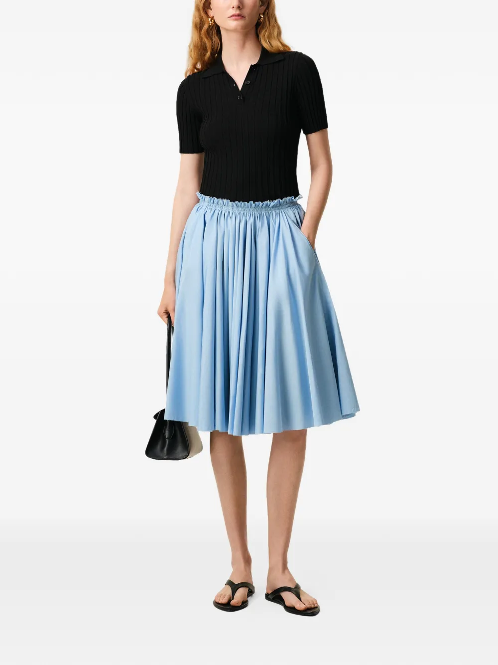 AMI Paris Corolla midi-rok met A-lijn Blauw