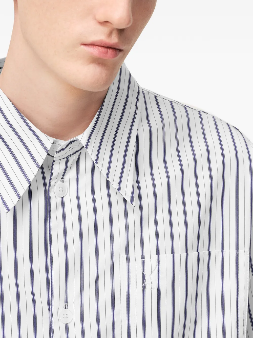 AMI Paris Ami De Coeur gestreept shirt met borstzak Wit
