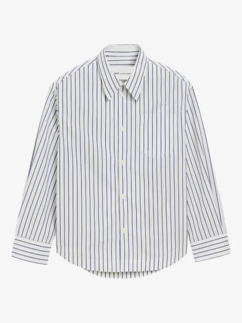 AMI Paris striped cotton Ami De Coeur wide shirt
