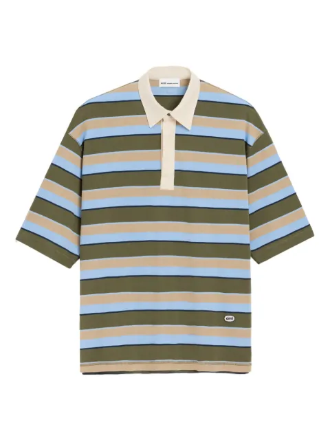AMI Paris striped Ami-patch polo shirt